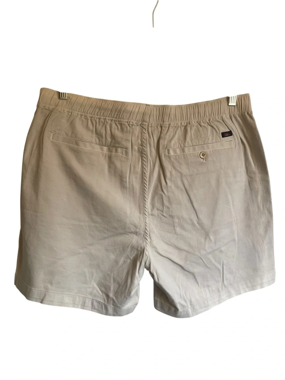 Faherty Essential Drawstring Cotton/Linen Blend Shorts Button Accent in Stone